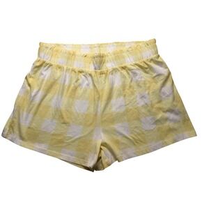 Z SUPPLY Women's Medium Yellow Gingham Pajama Lounge Shorts 100% Organic Cotton
